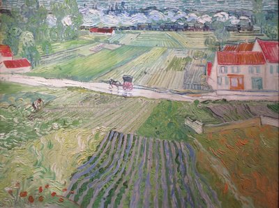Landschaft mit Kutsche und Zügen von Vincent van Gogh